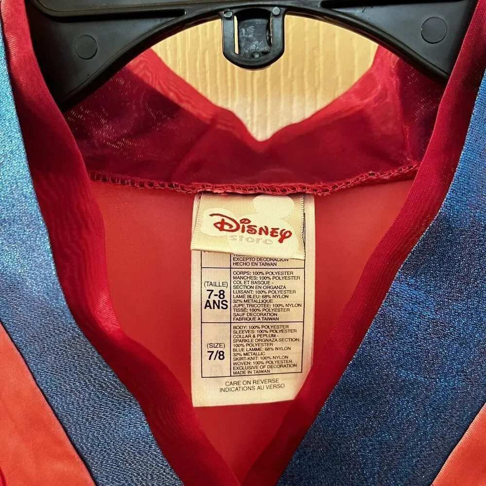 Disney Store Mulan Costume Dress Pink Red Blue Halloween Girls Size 7-8
